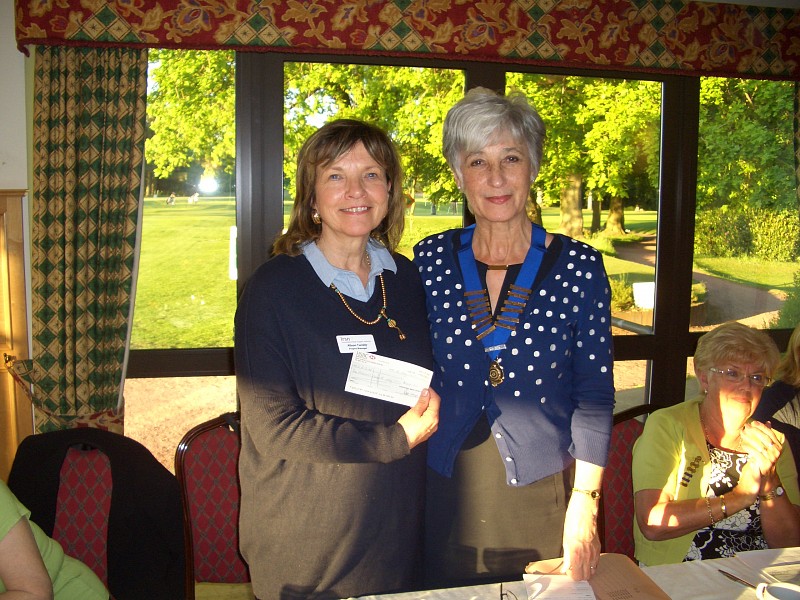 Alison Twiddy, on the left, receiving a cheque for £1000 from the Brigg Inner Wheel Club President, Lesley Alderson