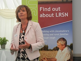 LRSN's Project Manager Alison Twiddy talking to guests at the LRSN and Brown and Co Breakfast Event